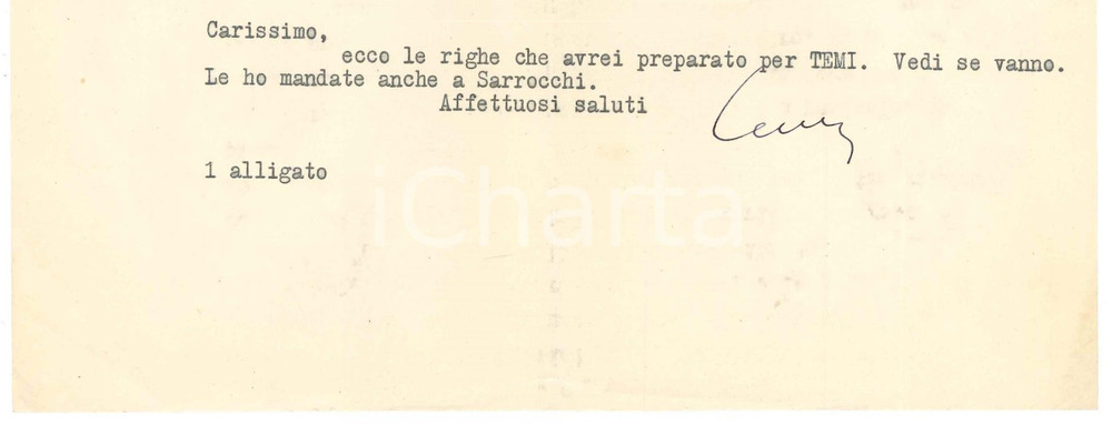 Autografo originale 1947 MILANO Aurelio CANDIAN  Lettera a un collega   Autografo 1