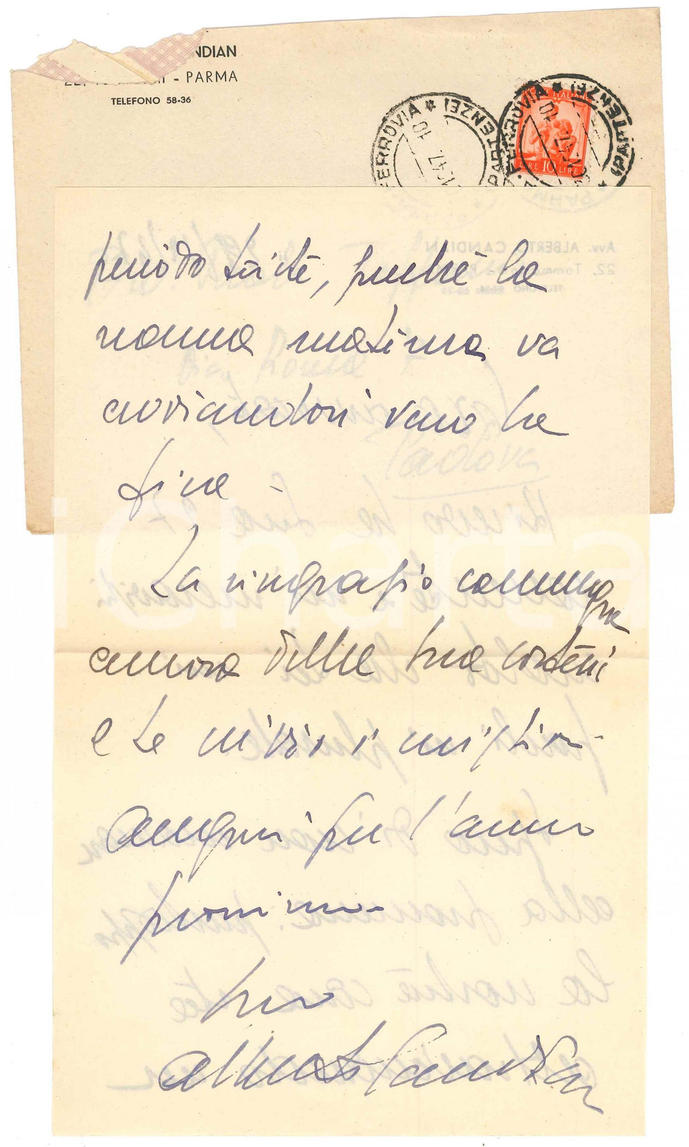 Autografo originale 1947 MILANO Alberto CANDIAN  Lettera a un collega  Autografo 1