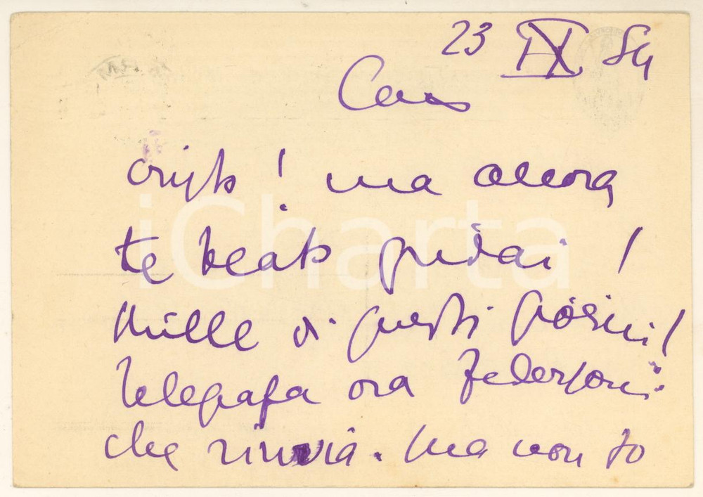 Autografo originale 1954 MILANO Cartolina Aurelio CANDIAN  Congratulazioni  Autografo 1