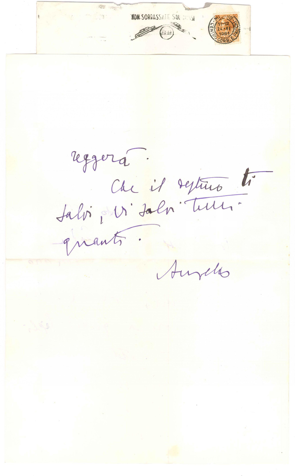 Autografo originale 1961 MILANO Aurelio CANDIAN  Lettera in un momento di lutto Autografo 1