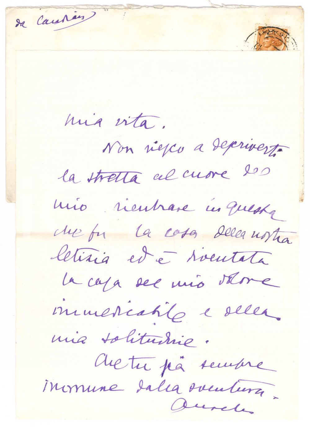 Autografo originale 1961 VIAROLO / PARMA Lettera Aurelio CANDIAN a un amico  Autografo 1