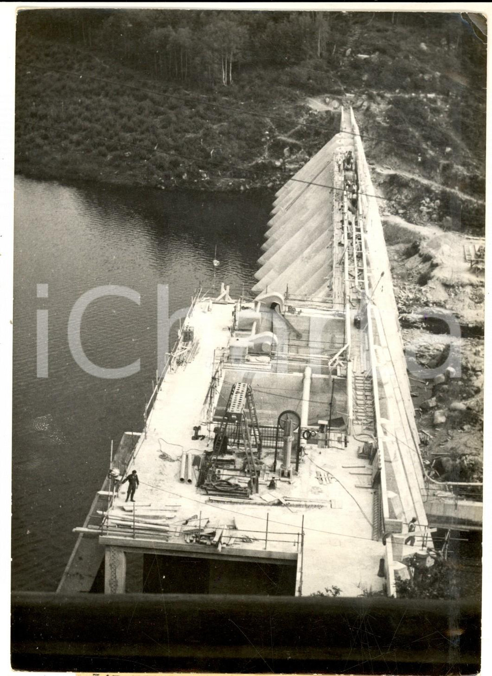 Fotografia d epoca originale 1960 BARRAGE DE RABODANGES Les travaux de construction  Photo 13x18 cm 1