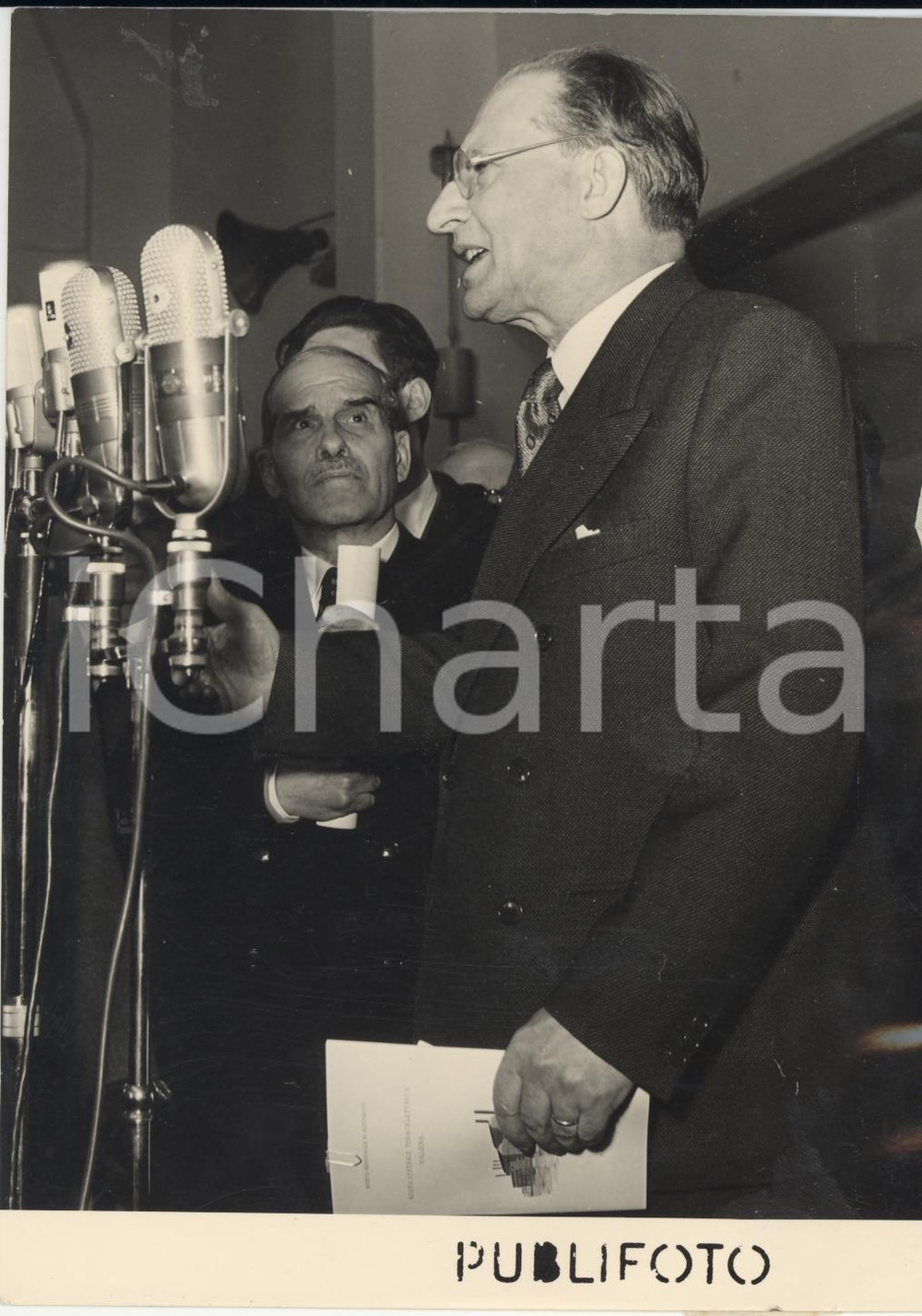 Fotografia d epoca originale 1956 NAPOLI Alcide DE GASPERI all inaugurazione della centrale termica VIGLIENA 1