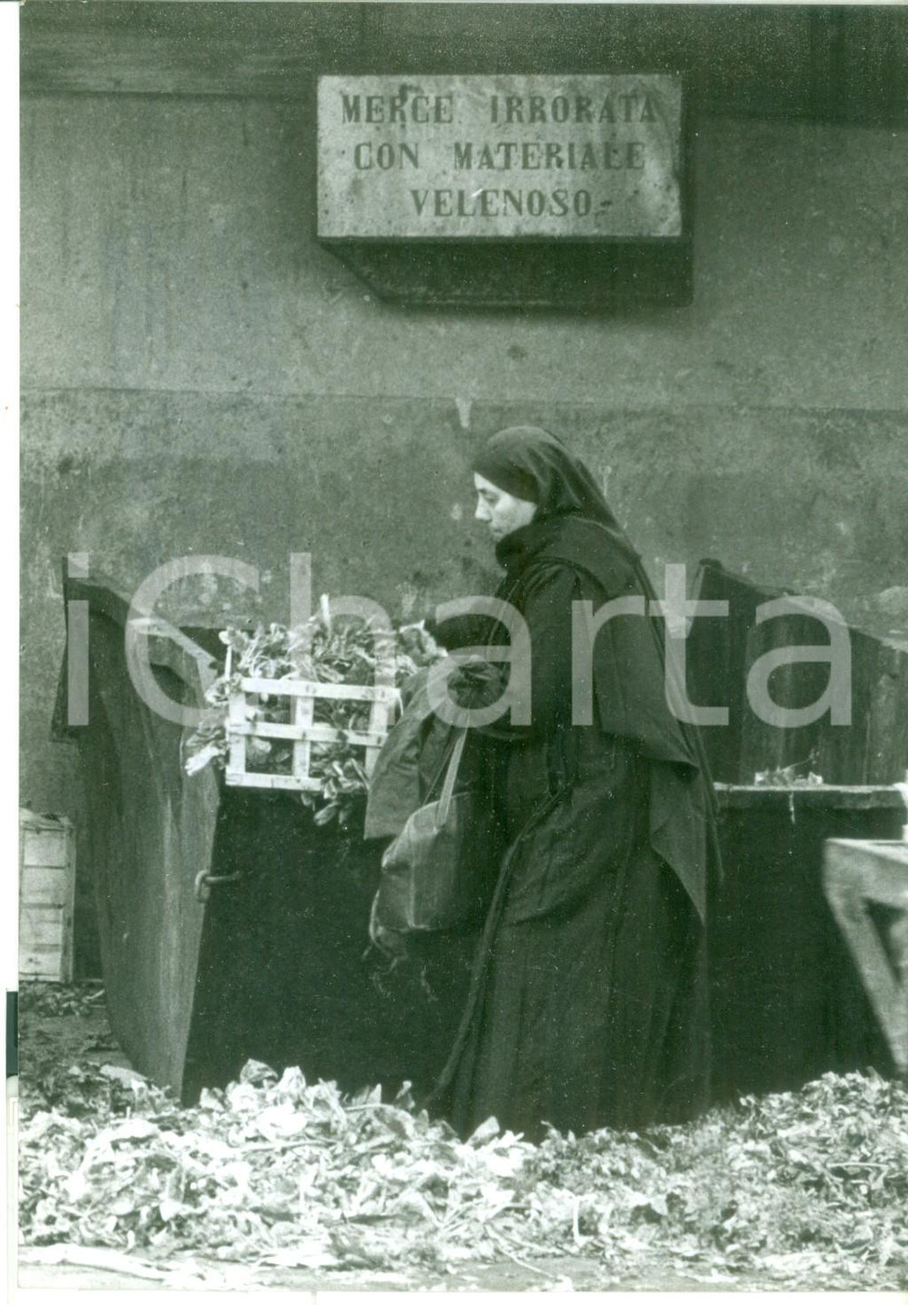 1964 MILANO Mercato Corso XXII Marzo - Suora raccoglie frutta per gli orfani