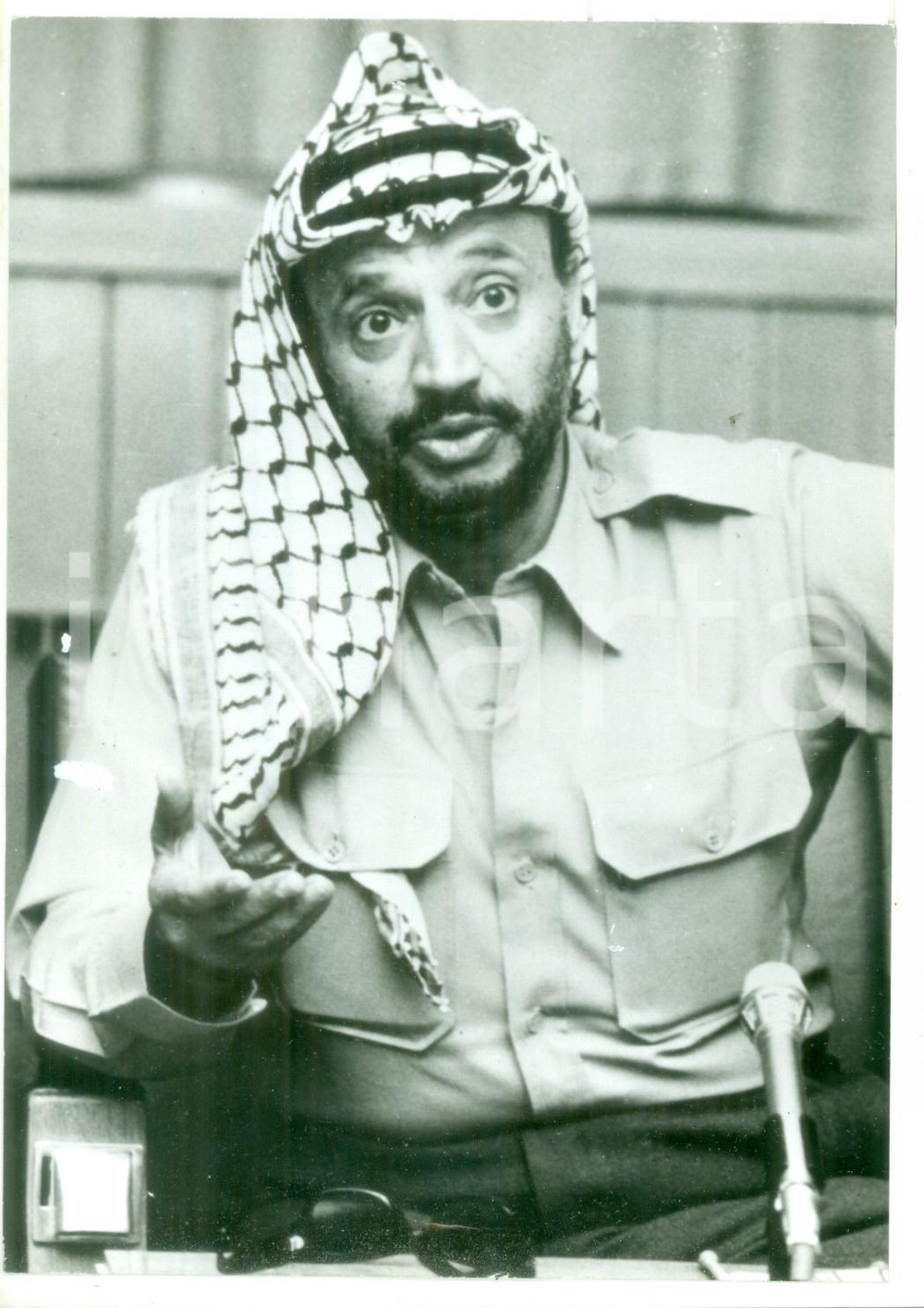 Fotografia d epoca originale 1975 Ritratto di Yasser ARAFAT presidente comitato liberazione della PALESTINA 1