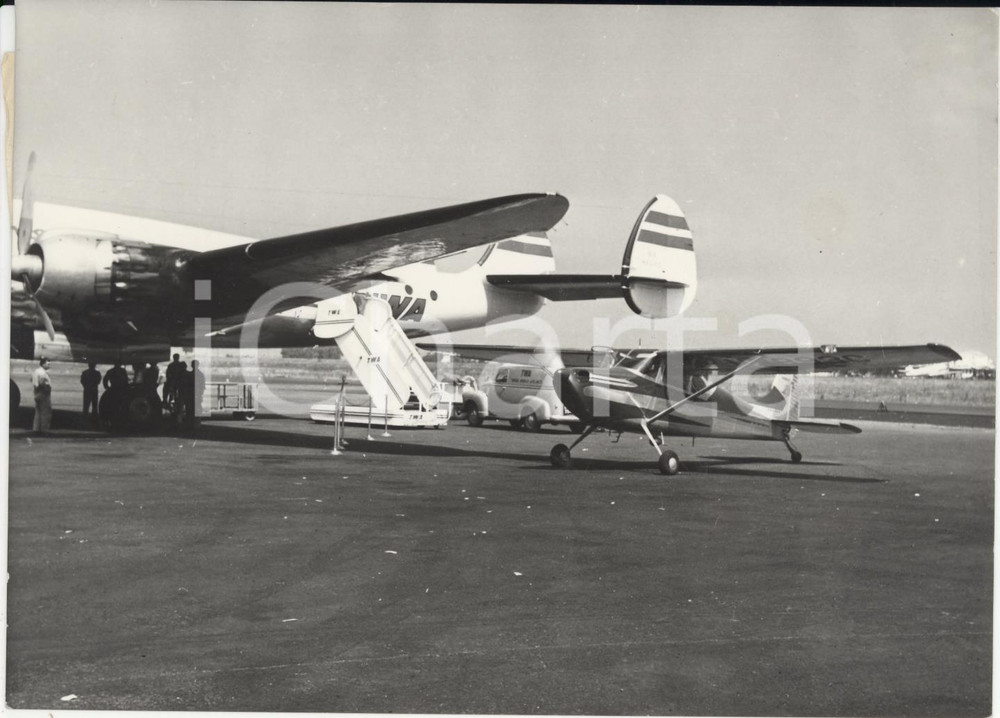 Fotografia d epoca originale 1954 ROMA Ciampino  Monomotore CESSNA 170 da 145 HP Foto 18x13 cm 1