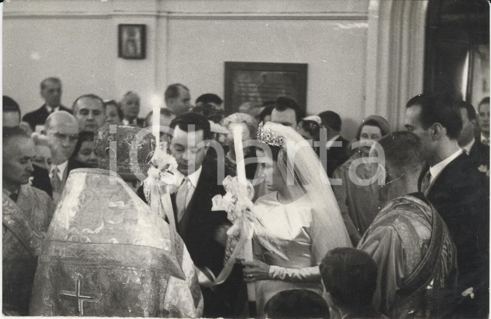 Fotografia d epoca originale 1957 CANNES Matrimonio di Carlo di LEININGEN e Maria Luisa di BULGARIA Foto 1