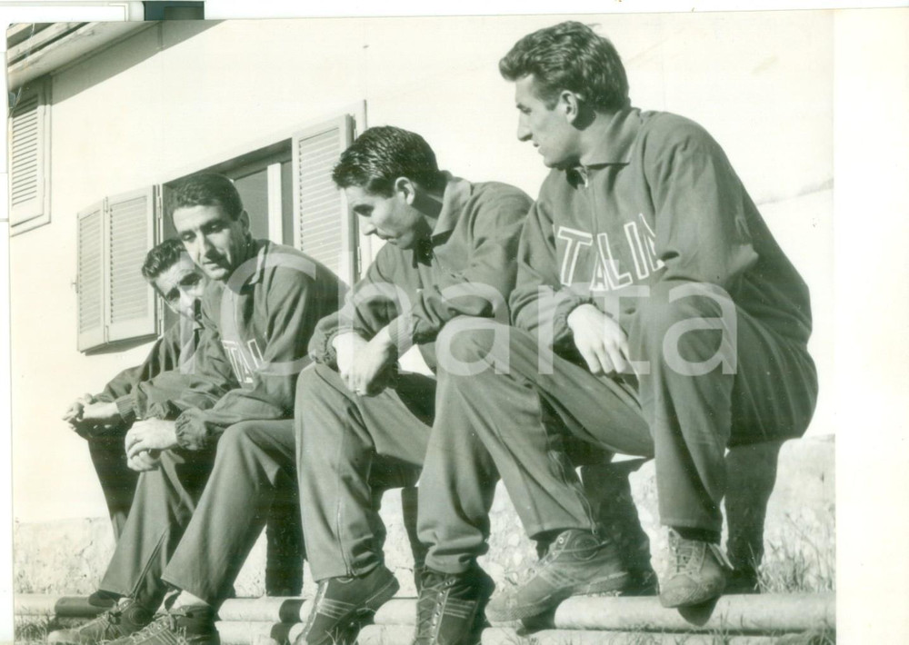 Fotografia d epoca originale 1958 BOLOGNA CALCIO NAZIONALE Alcides GHIGGIA Armando SEGATO Guido VINCENZI 1