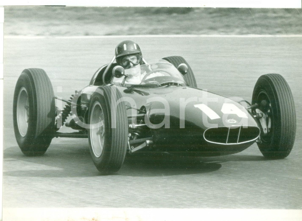 Fotografia d epoca originale 1962 AUTODROMO DI MONZA  F1 GRAN PREMIO AUTOMOBILISTICO  Graham HILL con BRM 1