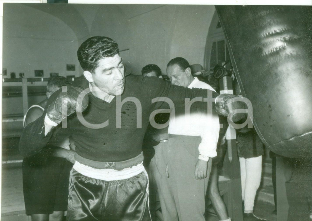 Fotografia d epoca originale 1956 ROMA BOXE  Allenamento Franco CAVICCHI per match contro Ingemar JOHANSSON 1