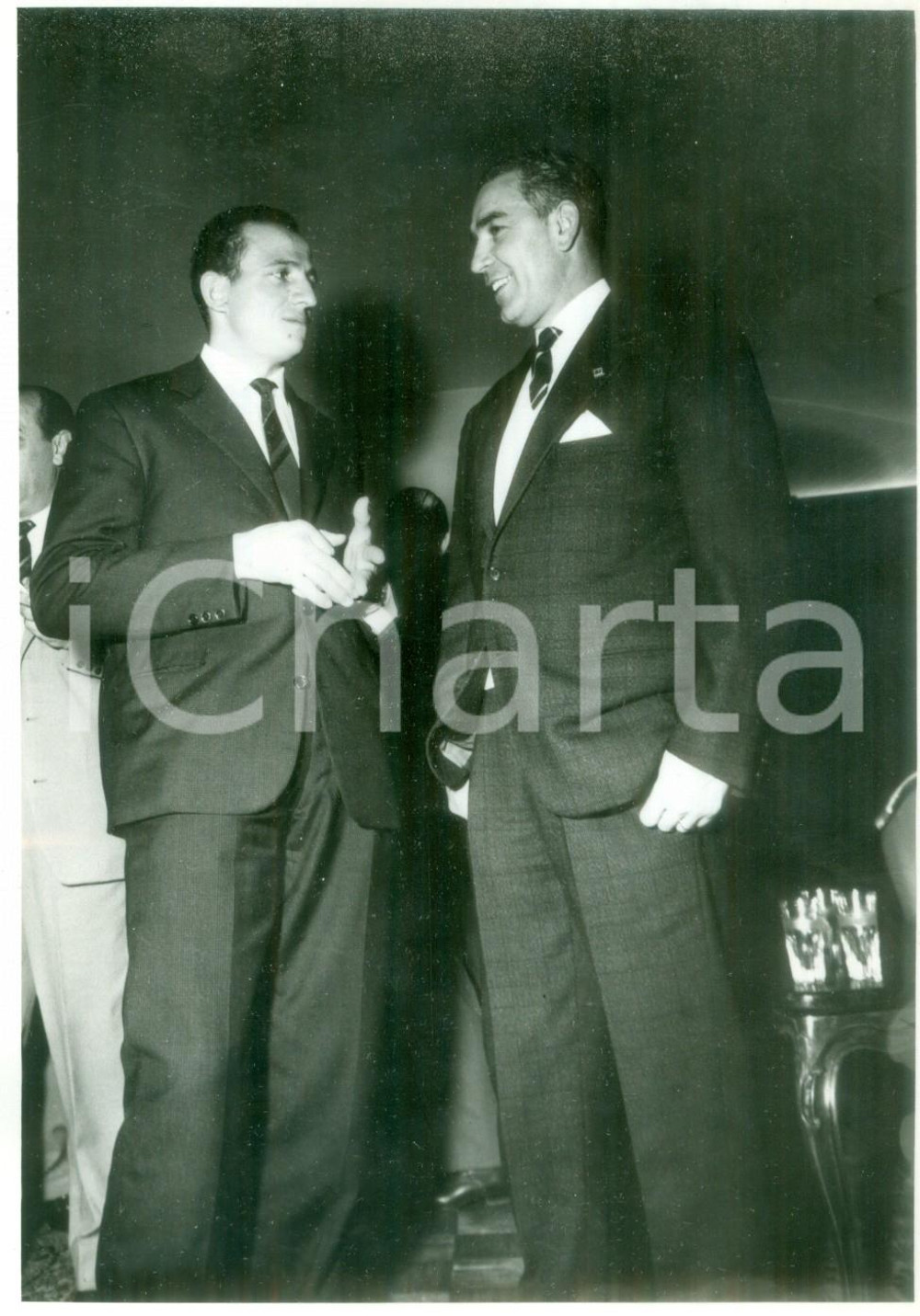 Fotografia d epoca originale 1959 TORINO CICLISMO IGNIS  Ercole BALDINI con un giornalista Foto 13x18 1