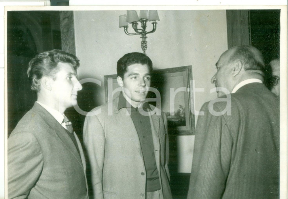 Fotografia d epoca originale 1950 ca FIRENZE CALCIO Nazionale  Mario DAVID Mirko PAVINATO Luciano MARMO 1