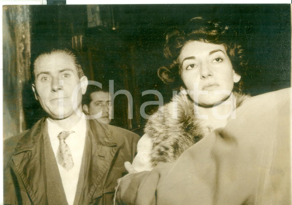 Fotografia d epoca originale 1959 BRESCIA Separazione CALLASMENEGHINI  Arrivo di Maria CALLAS  Foto 18x13 1