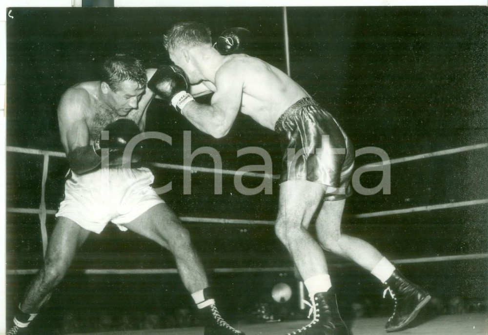 Fotografia d epoca originale 1954 ROMA Foro Italico PUGILATO  Incontro Tiberio MITRI  Les ALLEN Foto 1