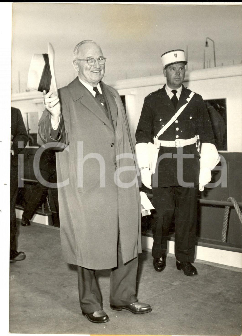 Fotografia d epoca originale 1958 CANNES Arrivo di Harry TRUMAN in vacanza  Fotografia 13x18 1