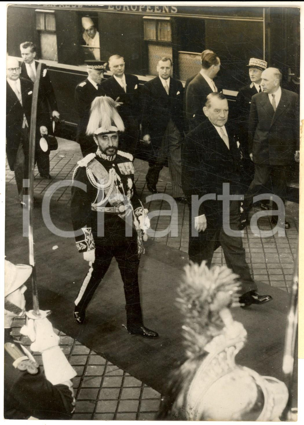 1954 PARIS Hailé SELASSIE' accueilli par le président René COTY *Photo 13x18 cm