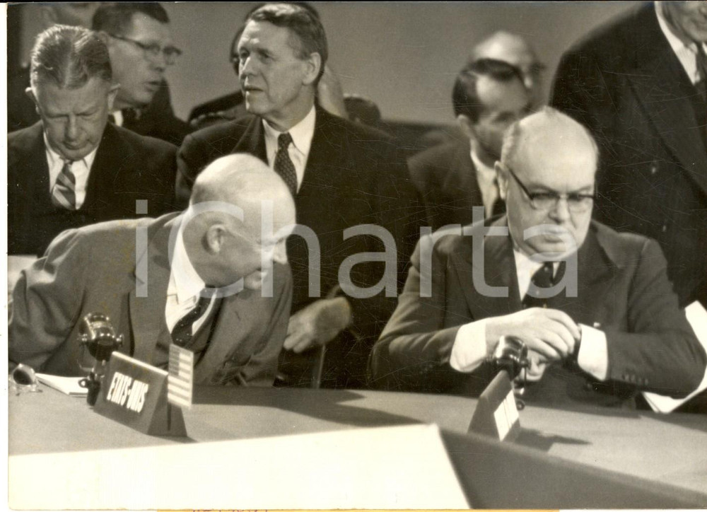 Fotografia d epoca originale 1959 NATO Dwight EISENHOWER e PaulHenri SPAAK prima di un vertice  Foto 1