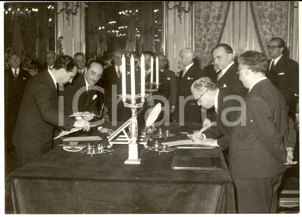 Fotografia d epoca originale 1957 ROMA Giovanni GRONCHI al giuramento giudice costituzionale Aldo SANDULLI 1