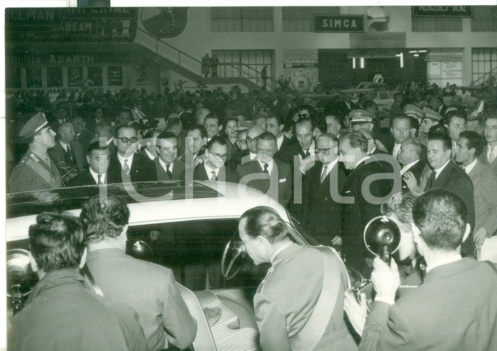Fotografia d epoca originale 1957 TORINO Salone dell Auto  Il presidente Giovanni GRONCHI all inaugurazione 1