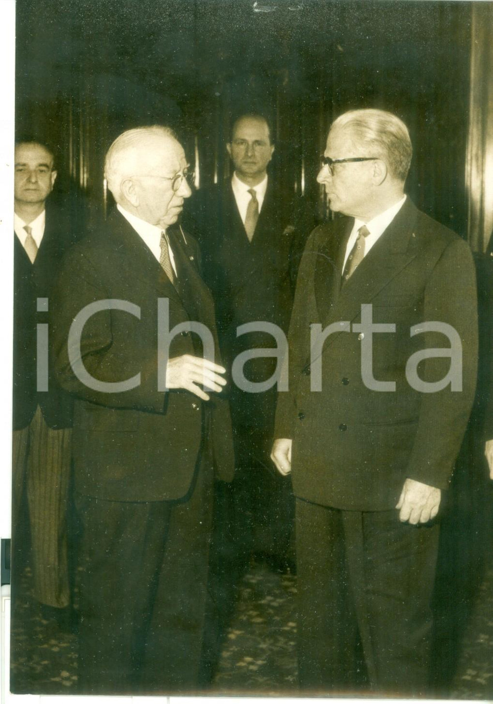 Fotografia d epoca originale 1957 ROMA Giovanni GRONCHI riceve il presidente dell Irlanda Sean T. O KELLY 1
