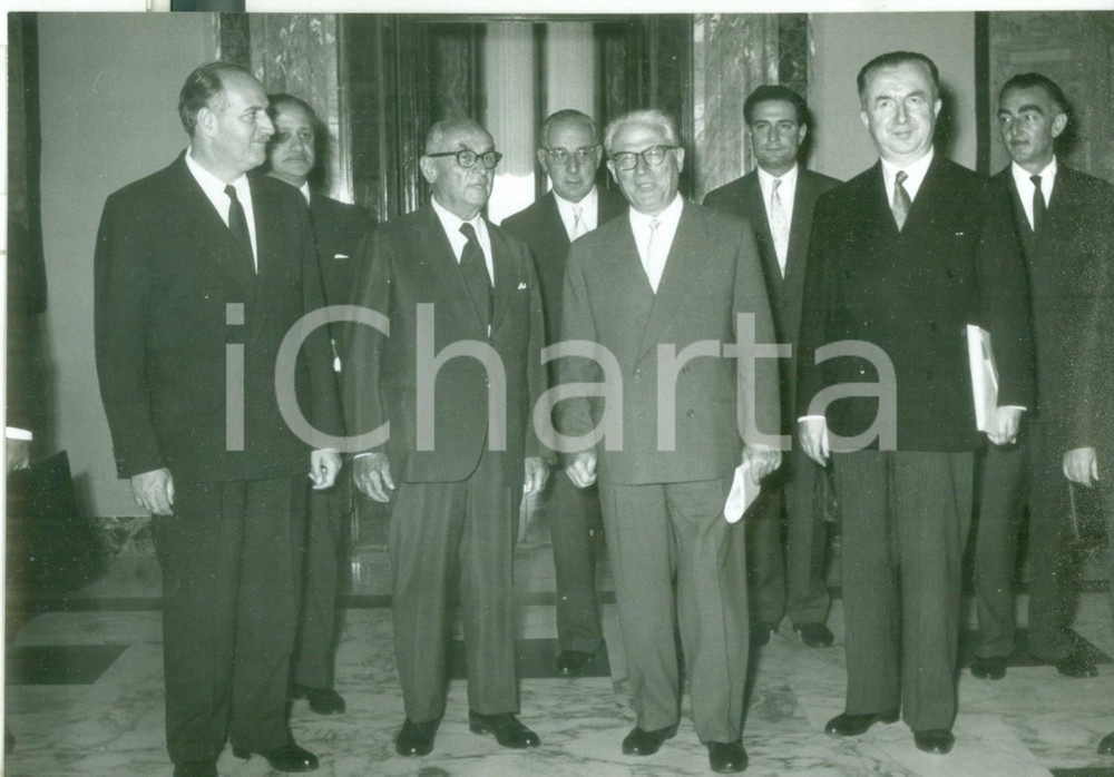 Fotografia d epoca originale 1959 ROMA Colloqui italoturchi  Fatin ZORLU  Celal BAYAR  Giovanni GRONCHI 1