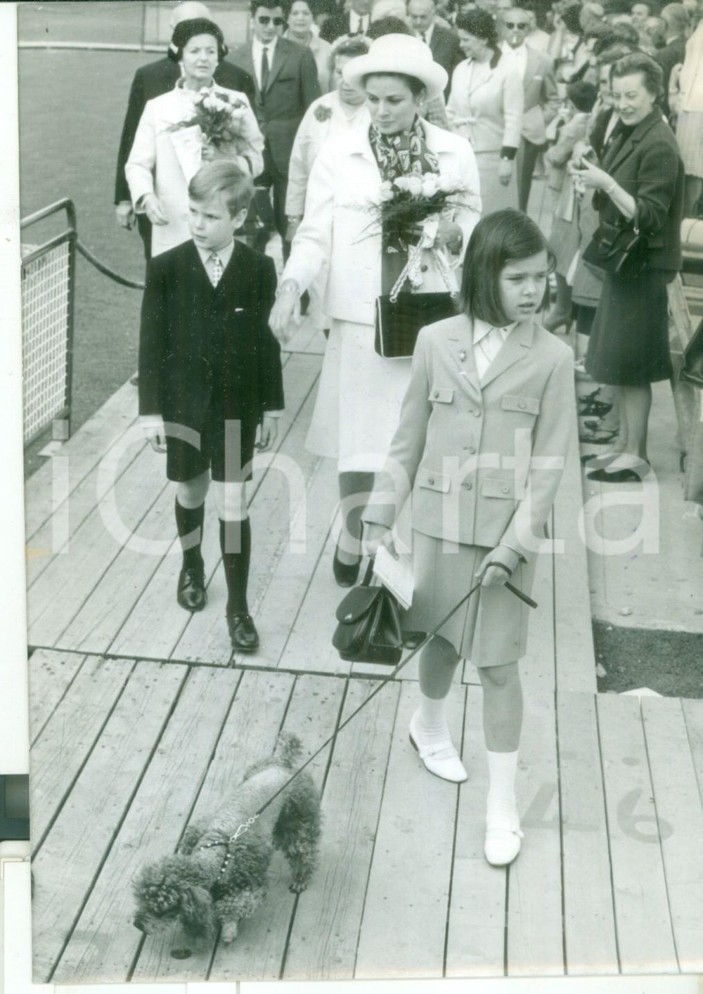 Fotografia d epoca originale 1965 MONTECARLO Mostra canina  Grace KELLY con i figli Alberto e Carolina Foto 1