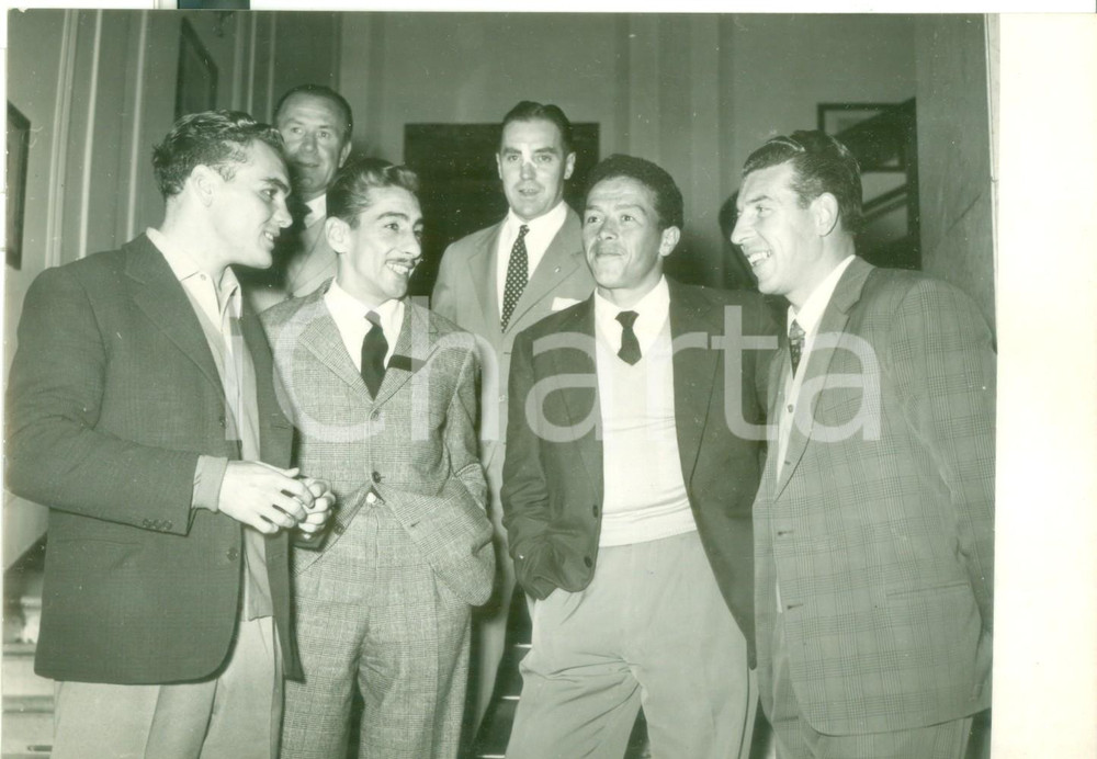 Fotografia d epoca originale 1950 ca BOLOGNA Convocazione NAZIONALE  Luis VINICIO Miguel MONTUORI Foto 1