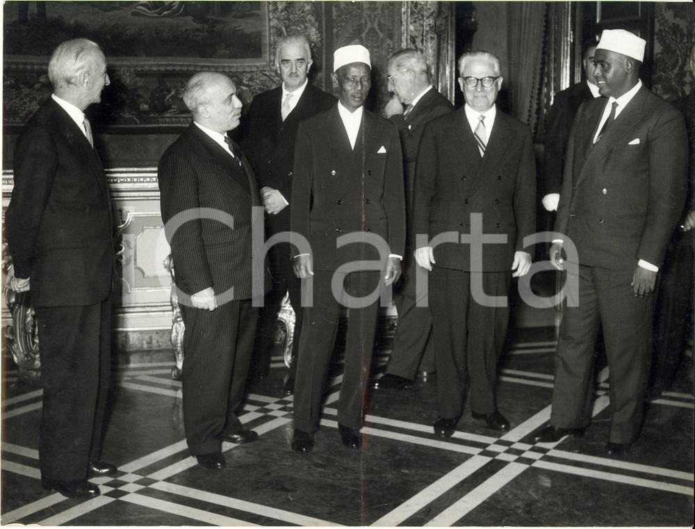 Fotografia d epoca originale 1960 ROMA Quirinale  Giovanni GRONCHI con premier somalo Abdirashid SHERMARKE 1