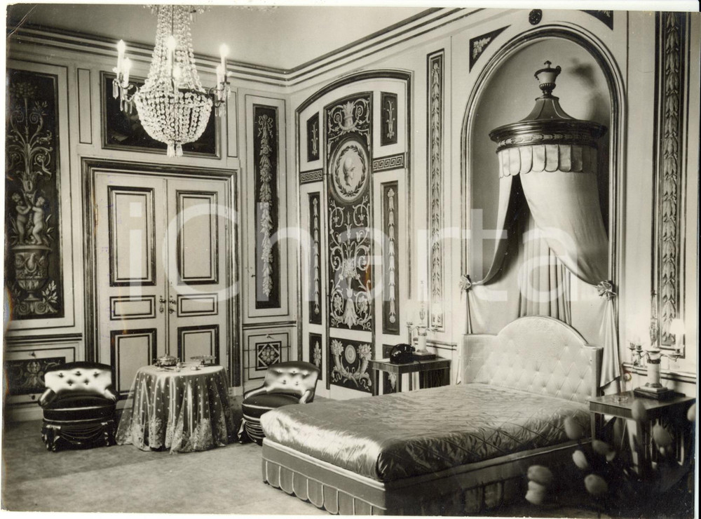 Fotografia d epoca originale 1957 COPENAGHEN The bedroom of ELIZABETH II in Amalienborg Palace  Photo 20x15 1