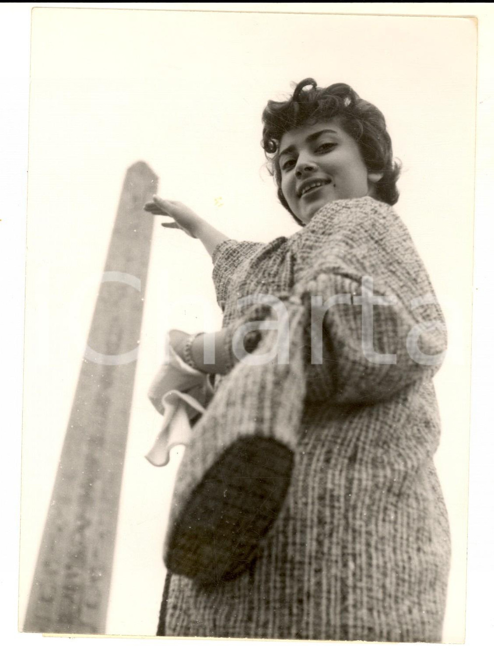1955 ca PARIS La reine du coton Leila TAWFIK DIAL avec l'Obélisque *Photo 13x18