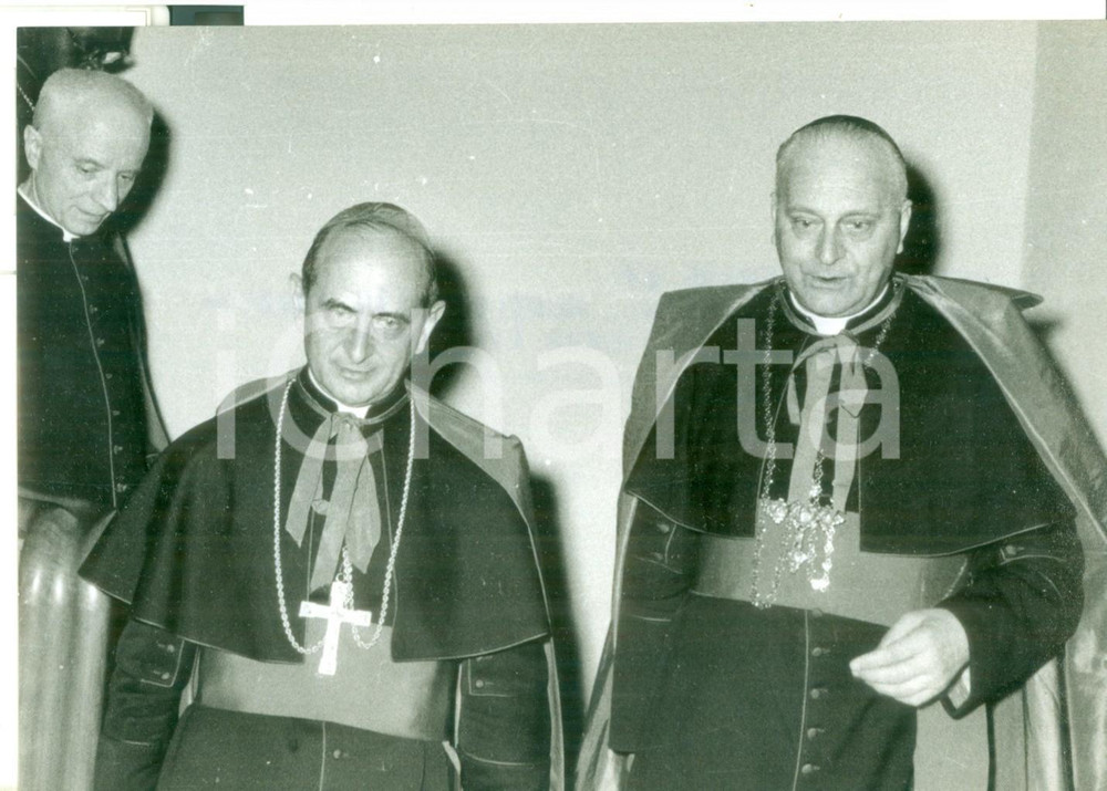 Fotografia d epoca originale 1957 VERONA Settimana liturgica  Mons. Giovanni MONTINI e Giovanni URBANI Foto 1