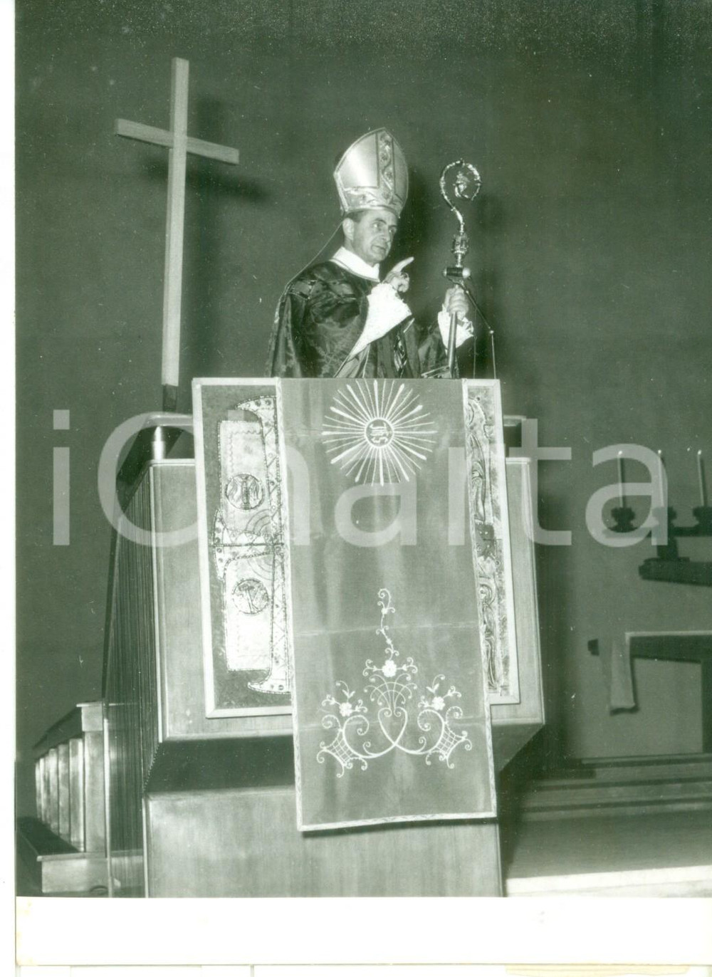 Fotografia d epoca originale 1955 ca SAN DONATO MILANESE Festa di san Barnaba  Mons. Giovanni MONTINI Foto 1