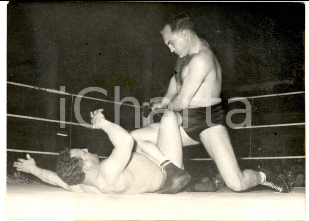 Fotografia d epoca originale 1959 PARIS Salle Wagram  LOTTA Charles HUMEZ atterra Paul DEBUSNE Foto 18x13 1