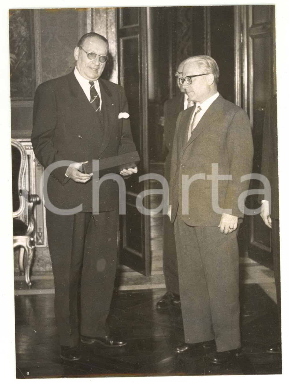 1956 ROMA Quirinale - Presidente Giovanni GRONCHI con José MAZA FERNANDEZ *Foto