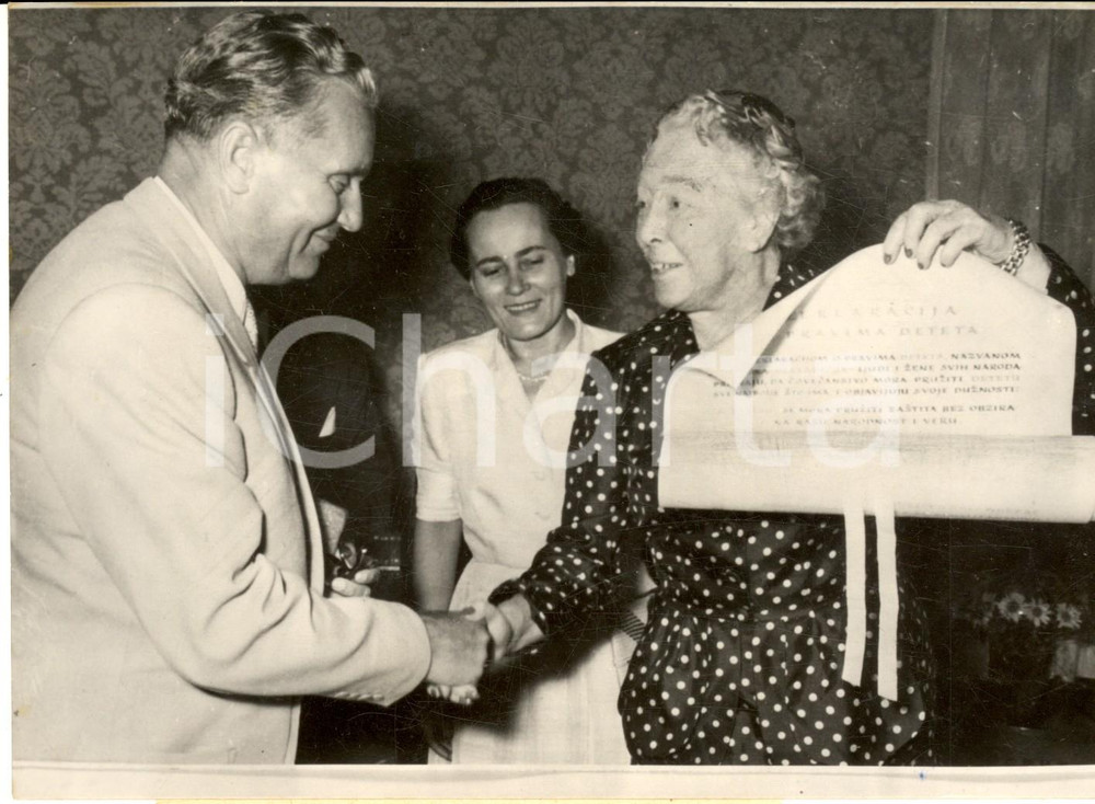 Fotografia d epoca originale 1954 ZAGABRIA Maresciallo TITO apre il Congresso Mondiale Protezione Infanzia 1