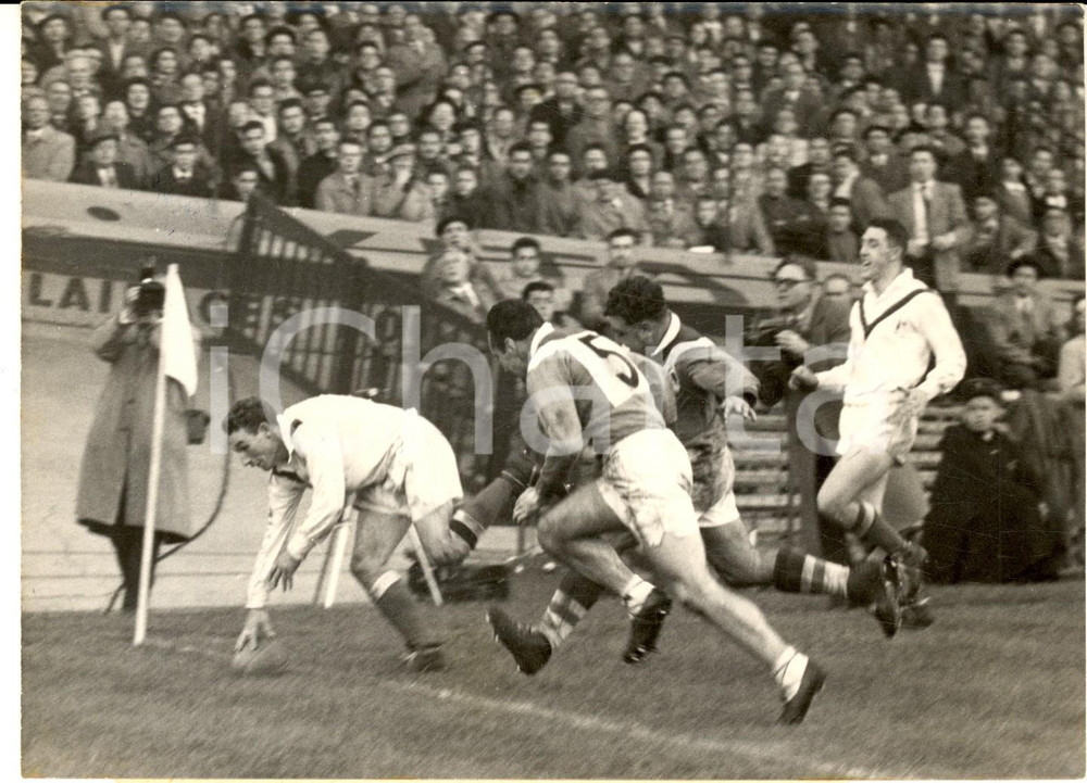Fotografia d epoca originale 1954 PARIS Coppa del Mondo RUGBY Francia  Gran Bretagna  Foto 18x13 cm 1