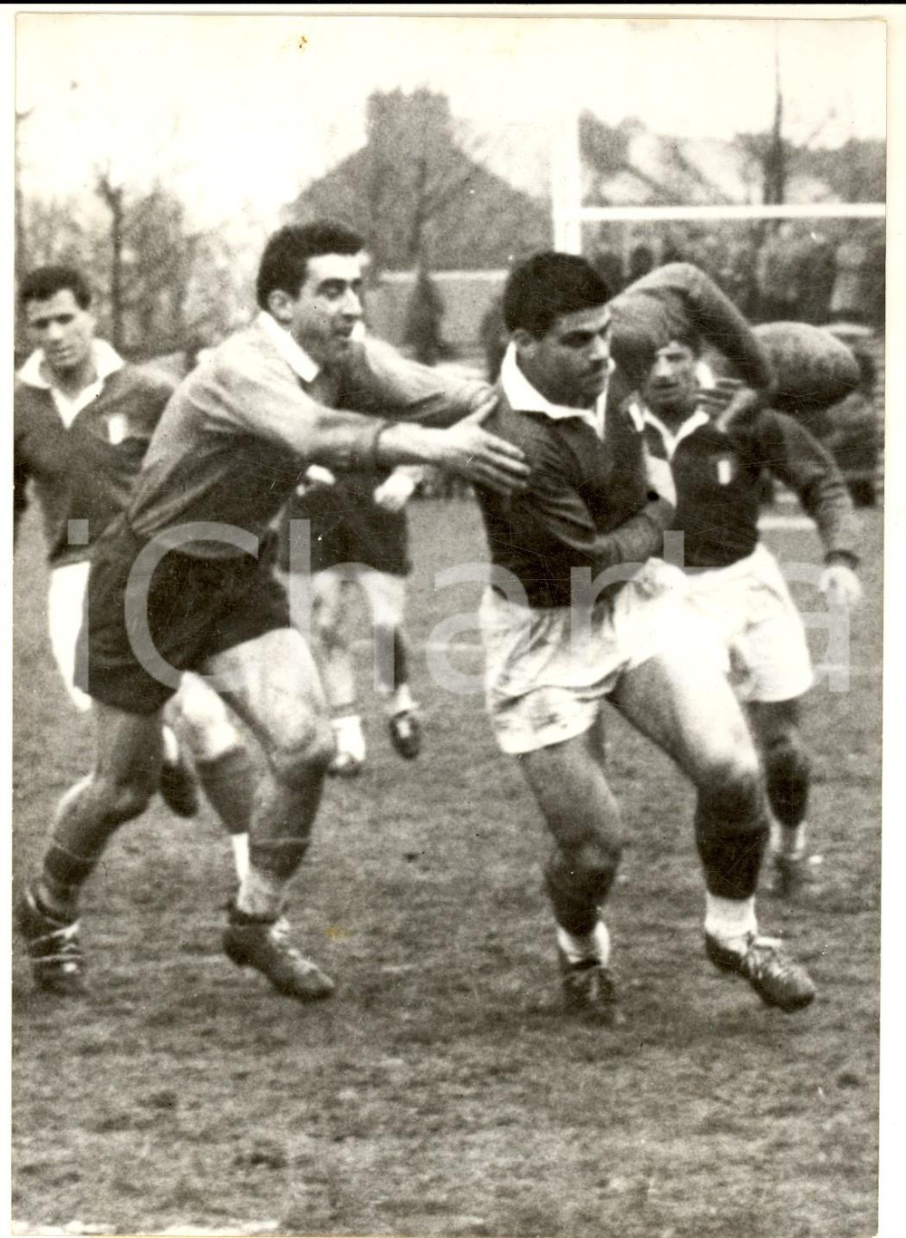 Fotografia d epoca originale 1959 NANTES RUGBY Francia  Italia 220  Una fase dell incontro Foto 13x18 cm 1