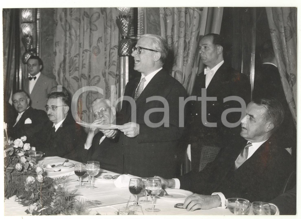 Fotografia d epoca originale 1956 MILANO Discorso di Giovanni GRONCHI per 50Â° anniversario TRAFORO SEMPIONE 1
