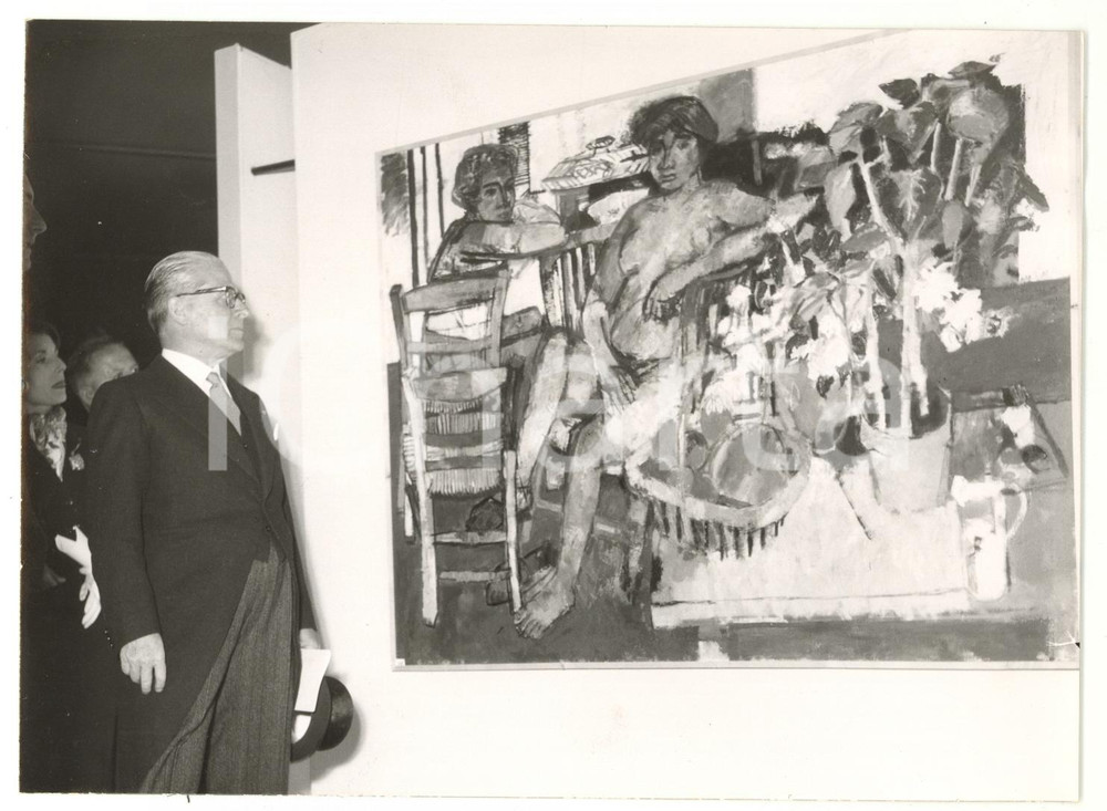 Fotografia d epoca originale 1956 ROMA Accademia di Francia  Giovanni GRONCHI alla Mostra Artisti Francesi 1