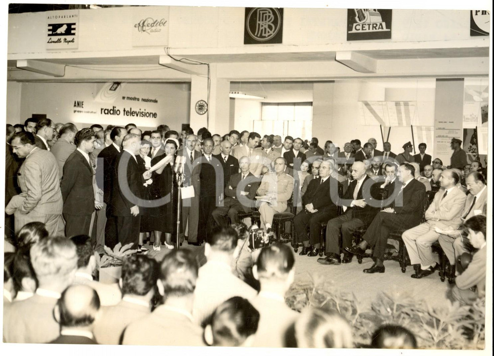 Fotografia d epoca originale 1953 MILANO Mostra della Radio e Televisione  Discorso on. Modesto PANETTI 1