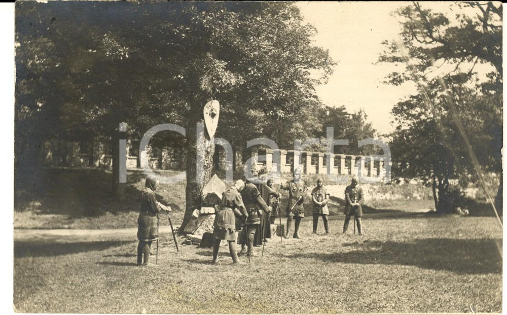 Cartolina originale da collezione Agosto 1924 SAALBURG Festival TEATRO  Guerrieri medievali  Foto cartolina RARA 1