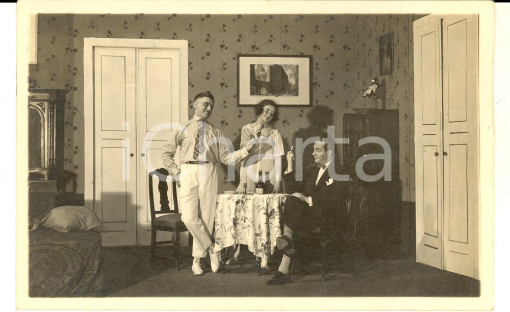 Fotografia d epoca originale 1925 DRESDA Neues Theater  Teatro amatoriale Familie Hannemann Foto RARA 1