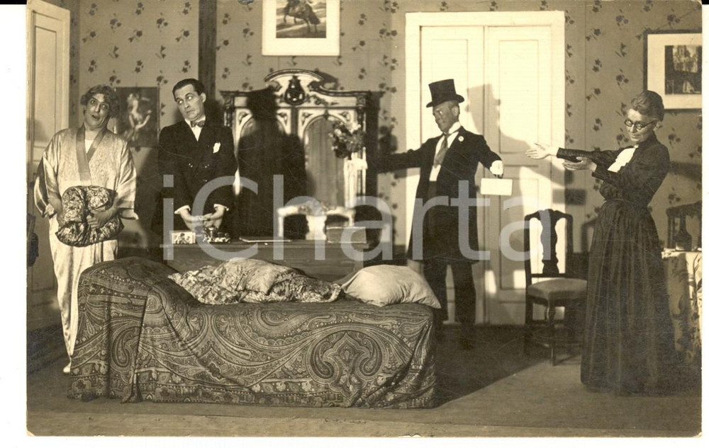 Fotografia d epoca originale 1925 DRESDEN Neues Theater  Teatro amatoriale  Familie Hannemann  Foto RARA 1