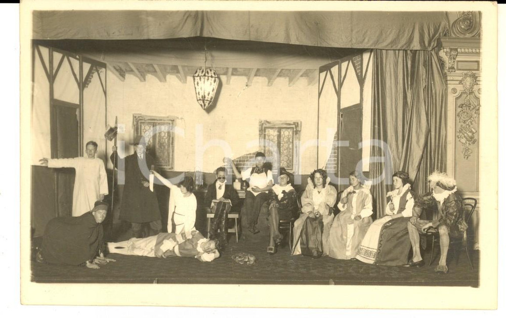 Fotografia d epoca originale 1930 ca LIMACHE CHILE Teatro bambini Spettacolo in costume storico Foto RARA 1
