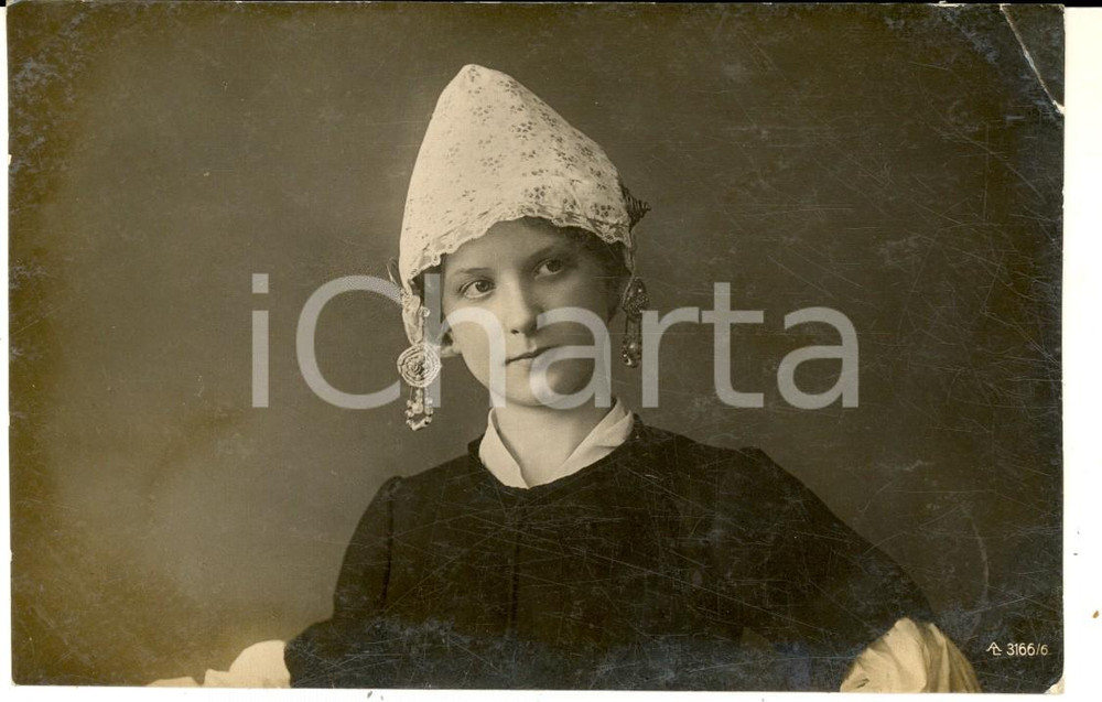 Cartolina originale da collezione 1907 FINSTERWALDE Ritratto di donna in costume tradizionale  Foto cartolina 1