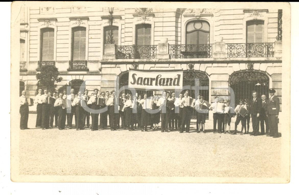 Cartolina originale da collezione 1930 ca DONAUESCHINGEN Banda musicale con la fisarmonica  Foto cartolina 1