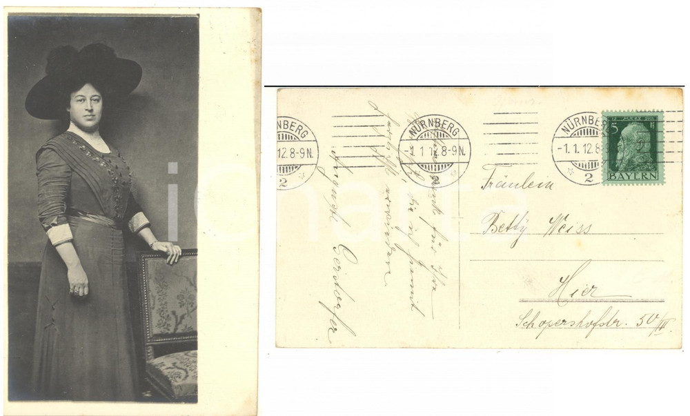 Cartolina originale da collezione 1912 NURNBERG D Ritratto del soprano Auguste GERSTORFER  Foto AUTOGRAFO 1