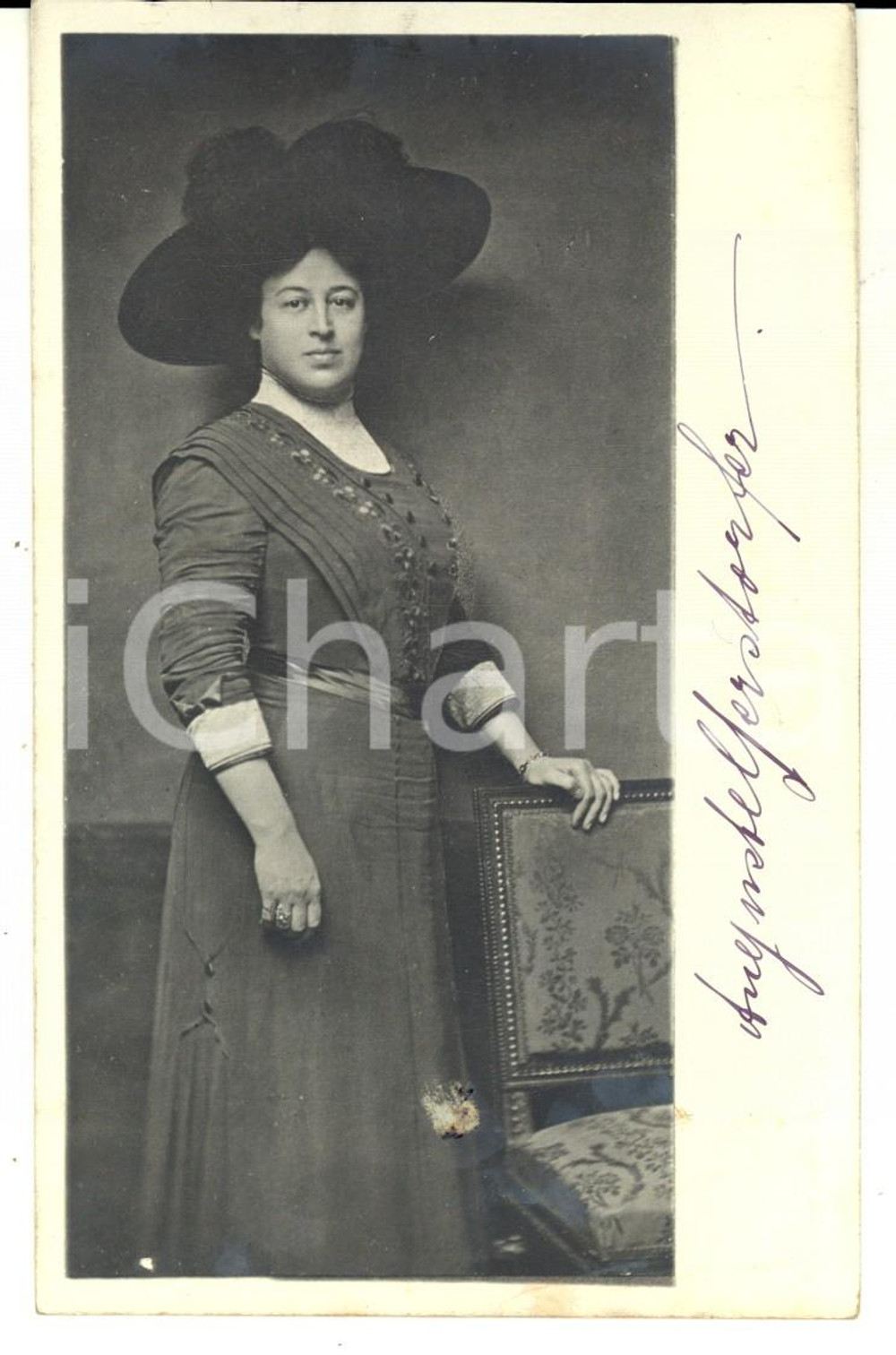 Cartolina originale da collezione 1912 HOHENSCHWANGAU Ritratto del soprano Auguste GERSTORFER  Foto AUTOGRAFO 1