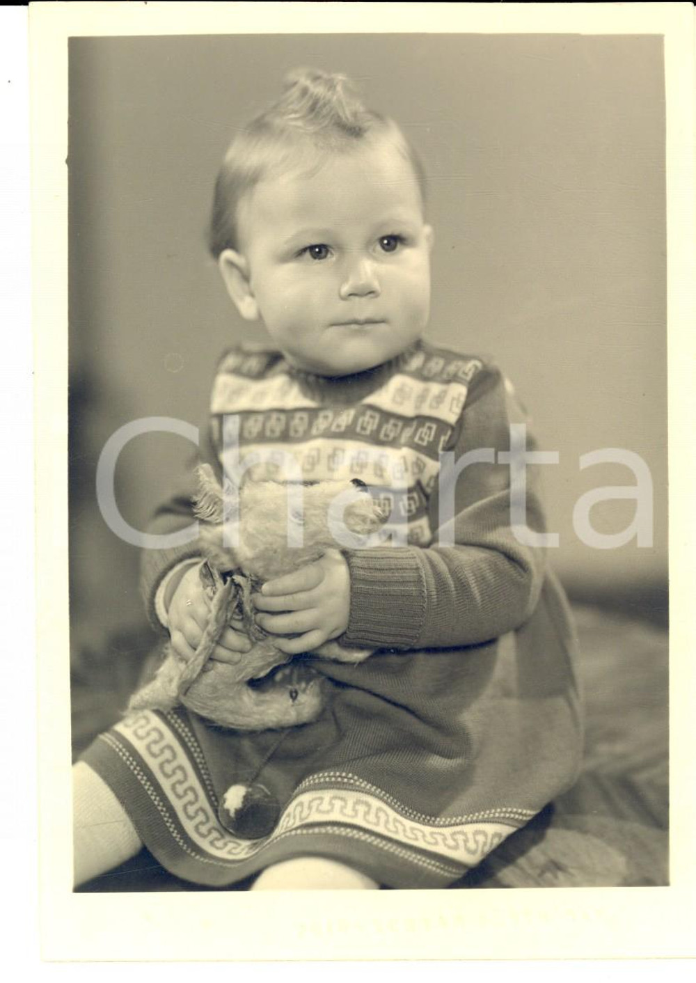 Cartolina originale da collezione 1940 ca FÃœRTH D Ritratto di un bambino con il suo peluche  Foto cartolina 1