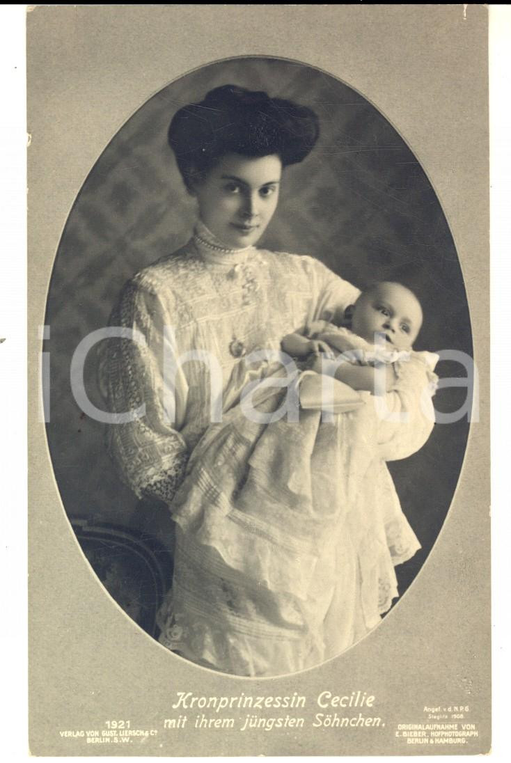 Cartolina originale da collezione 1908 GERMANY Kronrinzessin Cecilie mit ihren jungsten Sohnchen VINTAGE Postcard 1